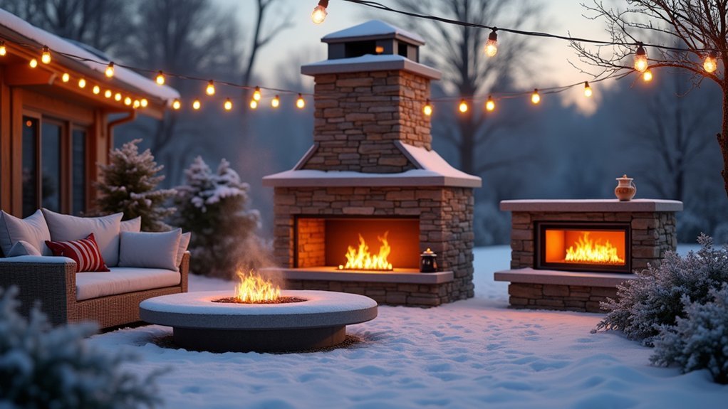 cozy winter outdoor fireplaces