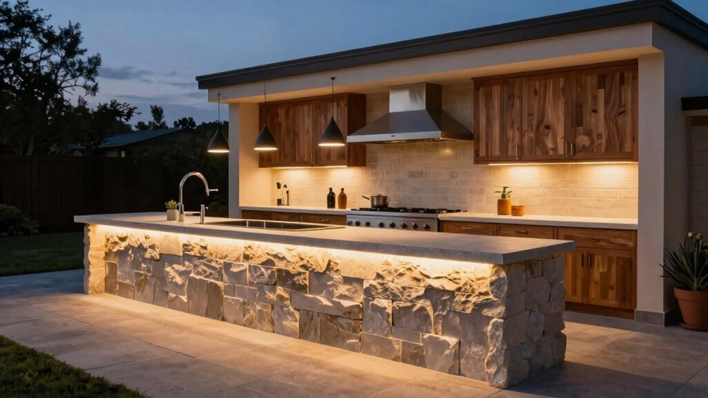 accent lighting highlights architectural features