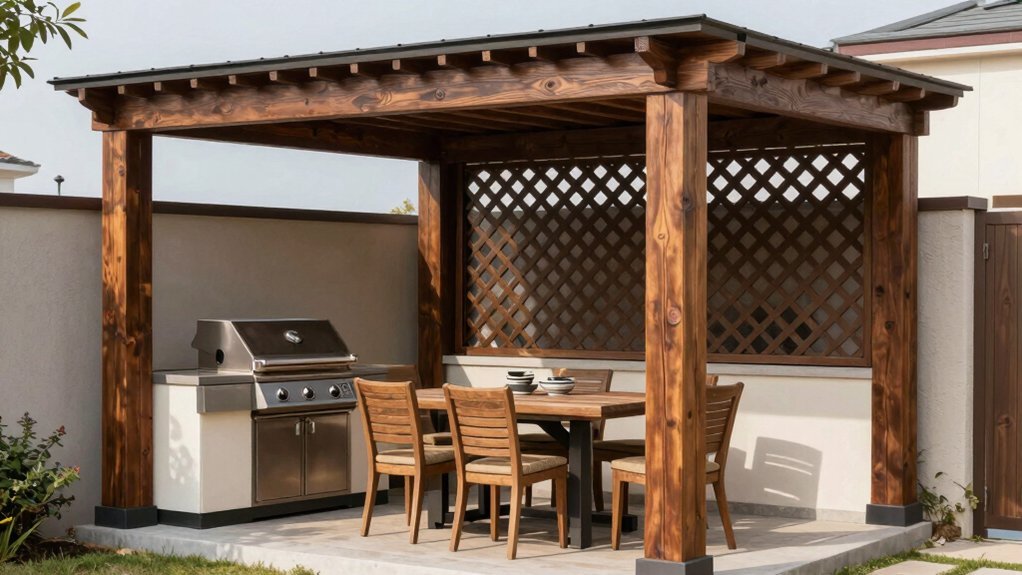 adjustable roofed grilling station perimeter