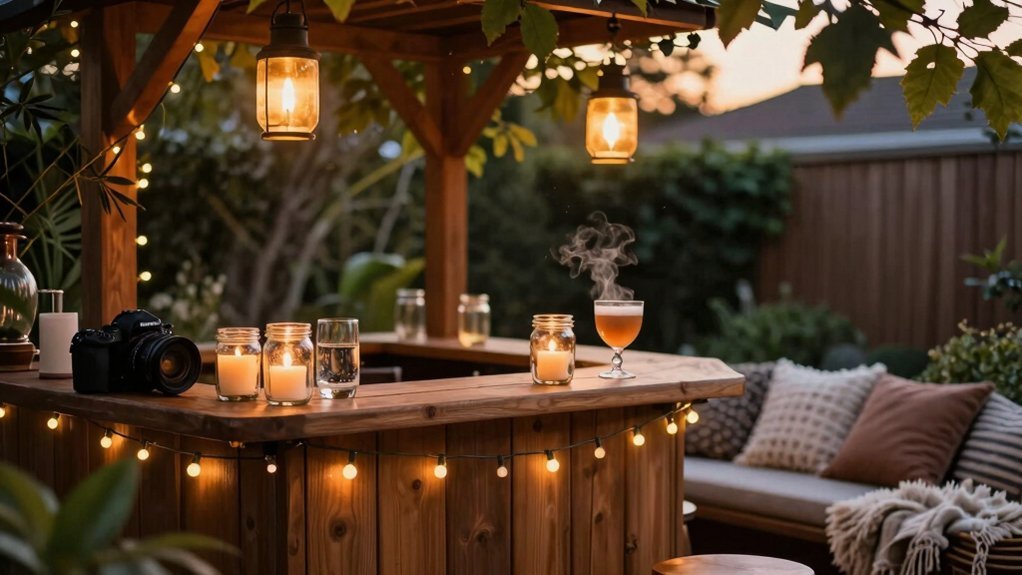 ambient lighting for inviting outdoor bar ambience
