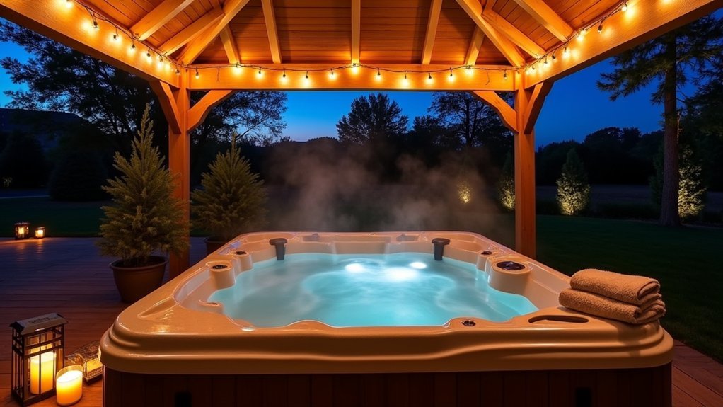 ambient lit gazebo hot tub