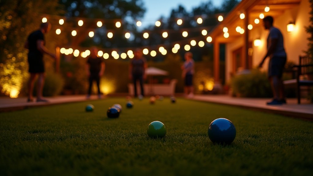 backlit backyard bocce ball