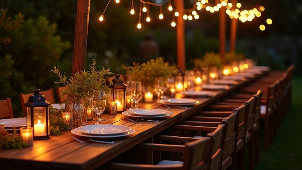 backyard dining table lighting ideas