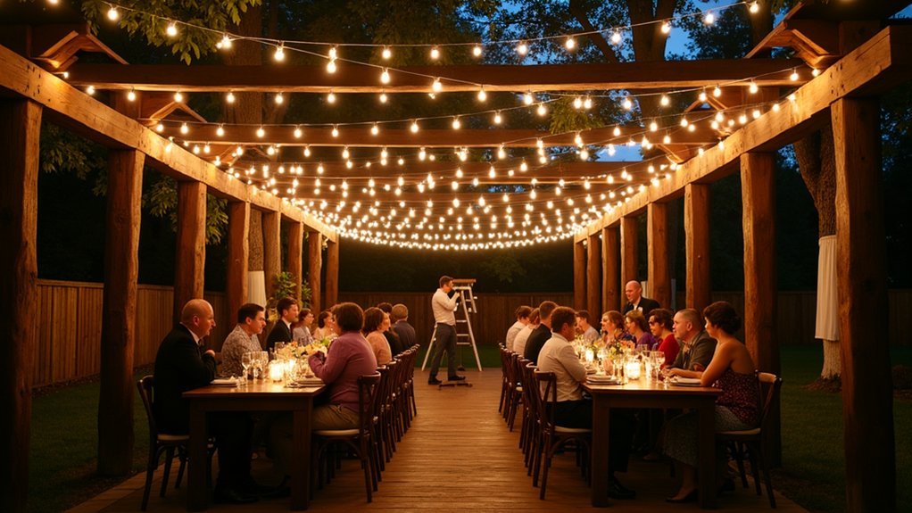 backyard string light anchor planning