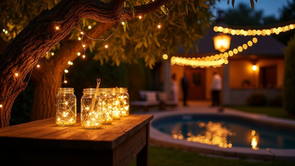 battery lit mason jar lanterns