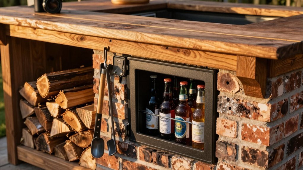 built in outdoor storage near seating
