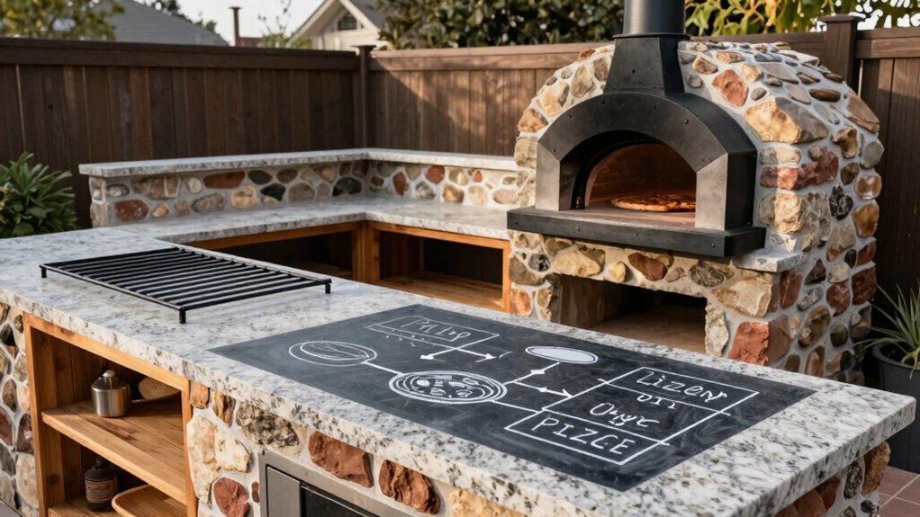 central focal oven with integrated kitchen