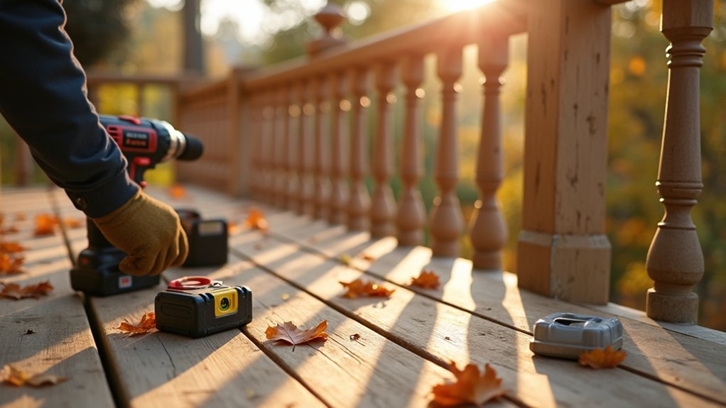 check and tighten railings