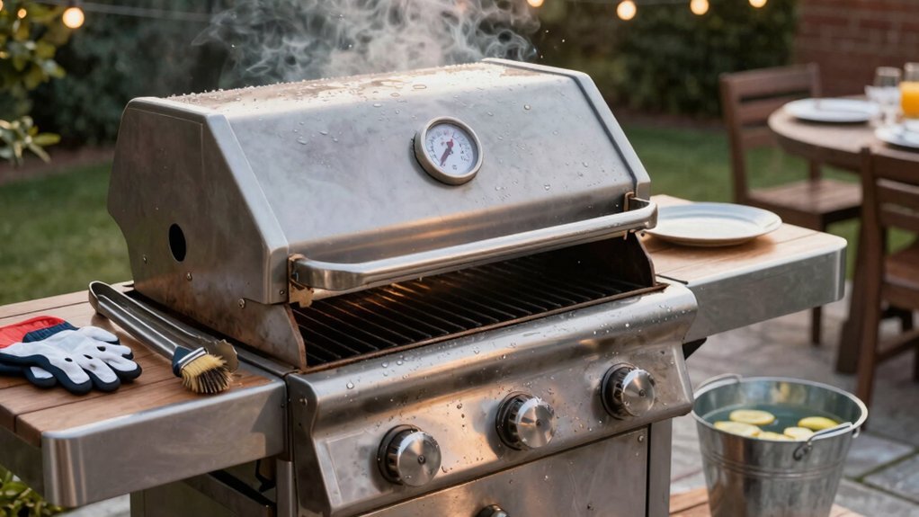 cool grill before cleaning thoroughly