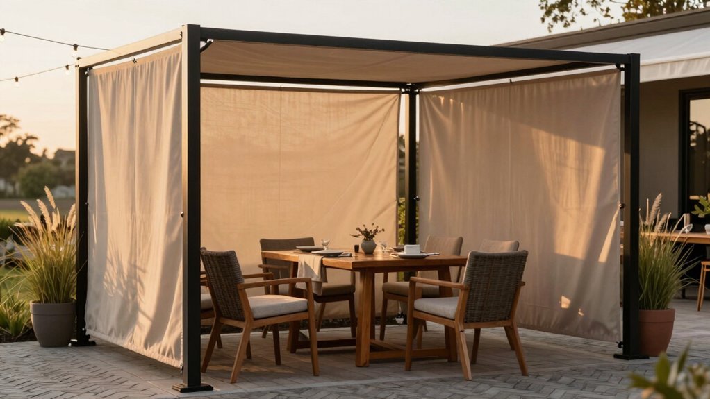 corner privacy fabric panels for wind