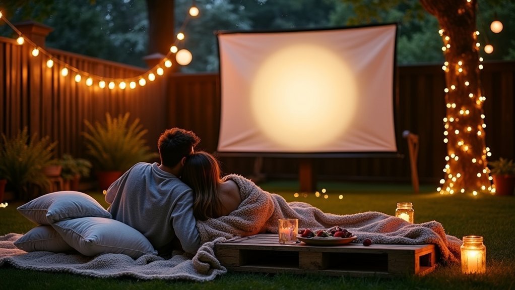 cozy backyard movie night
