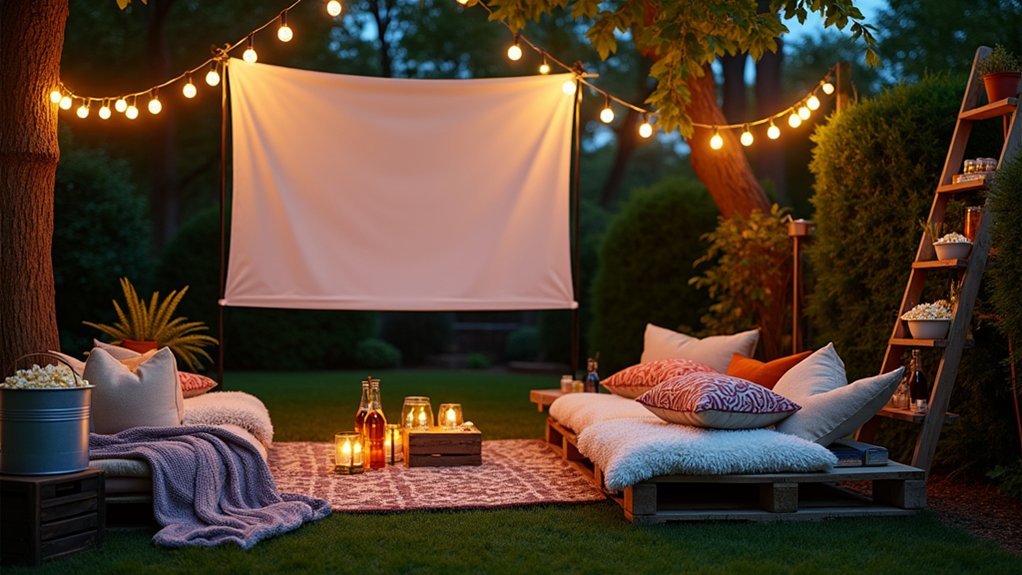 cozy outdoor cinema decorations