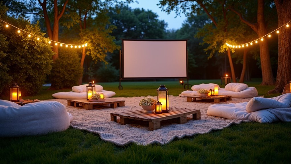 cozy outdoor movie night
