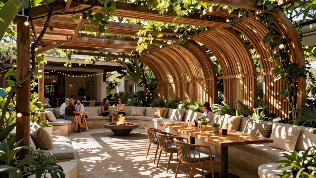 curved pergolas invite lingering gatherings