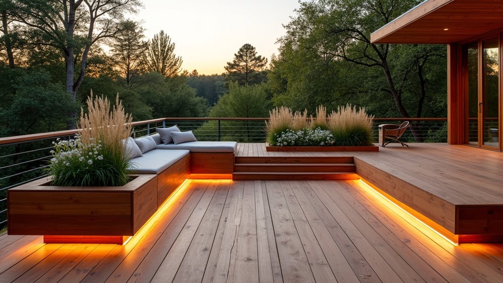 deck integrated planter seating designs