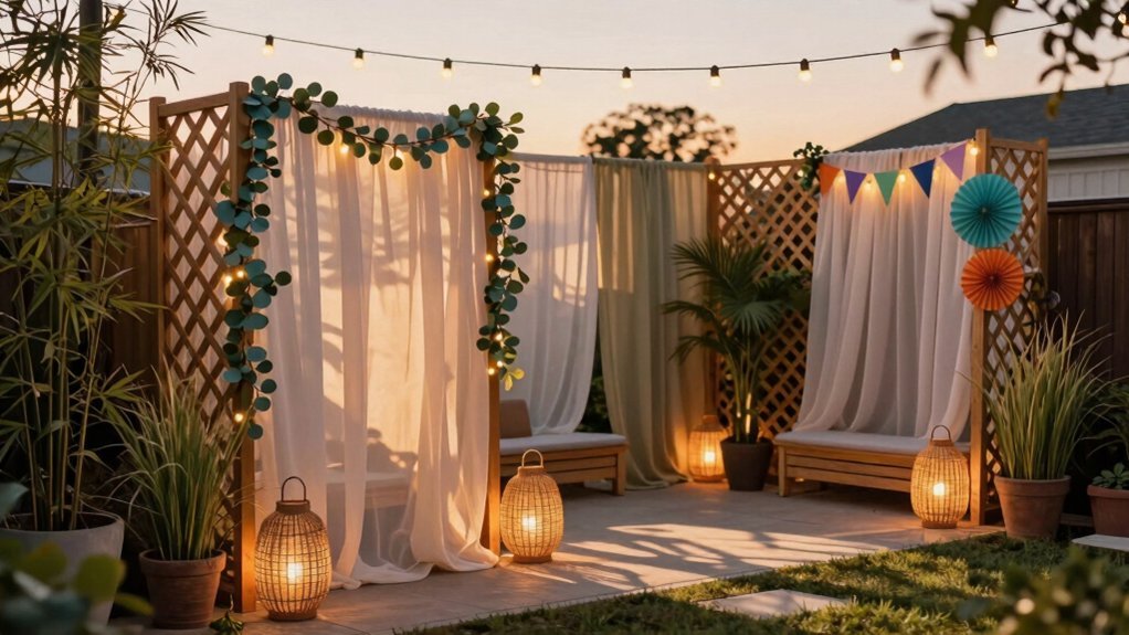 decorative privacy screens with greenery