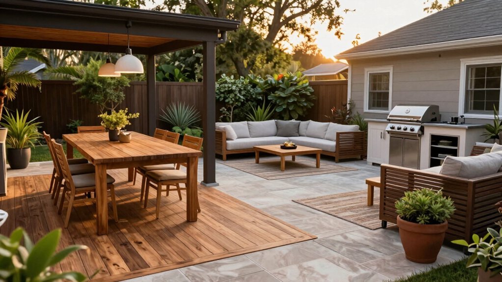 define outdoor zones for dining lounging flexibility