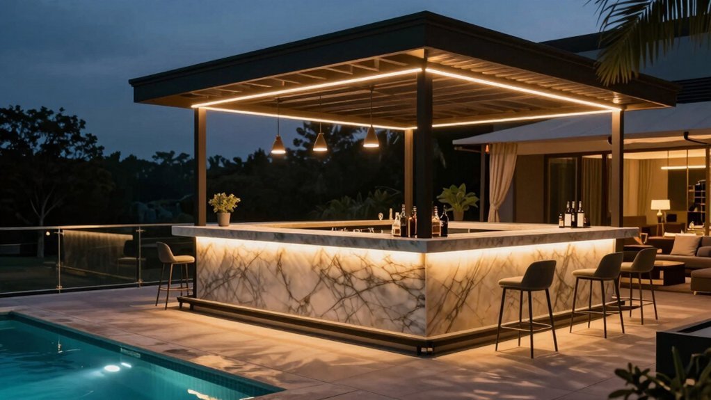 discreet poolside lighting shelter