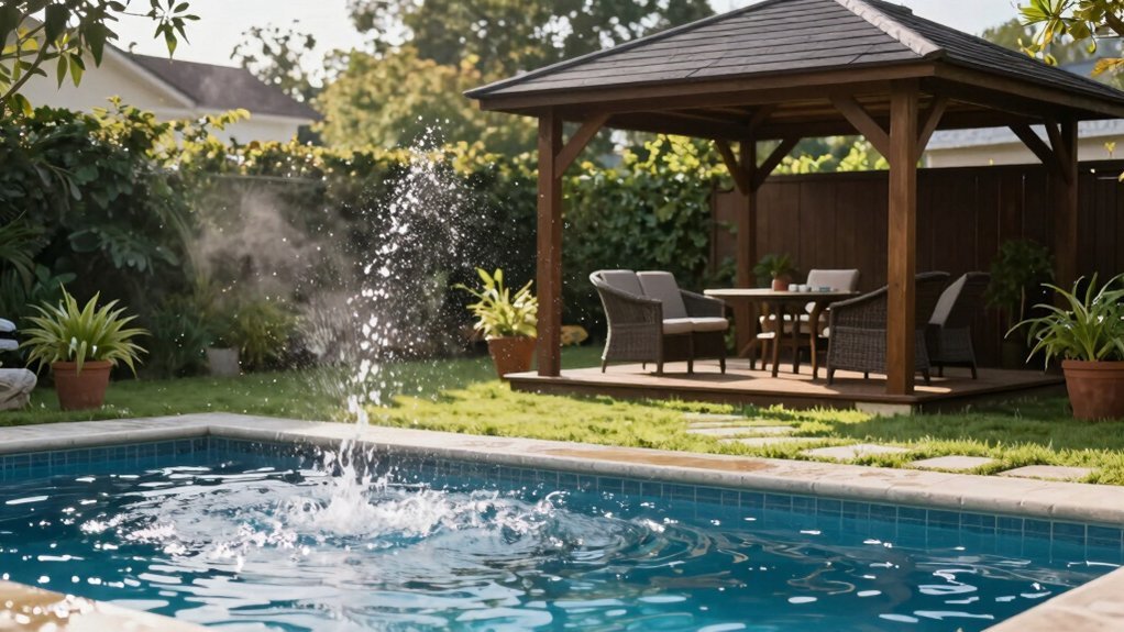 farther gazebo from pool reduces splash