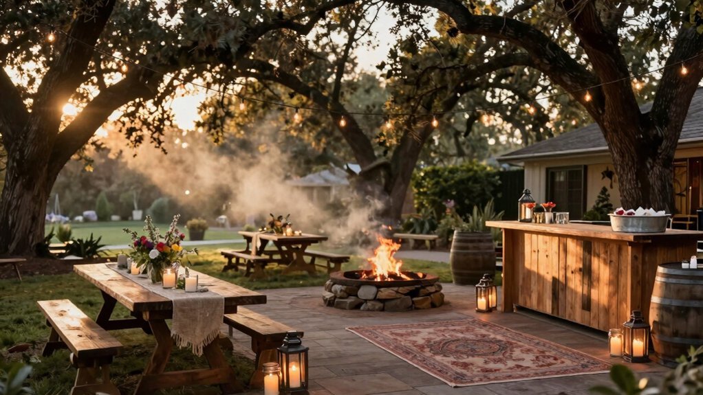 fire lit rustic backyard ambiance