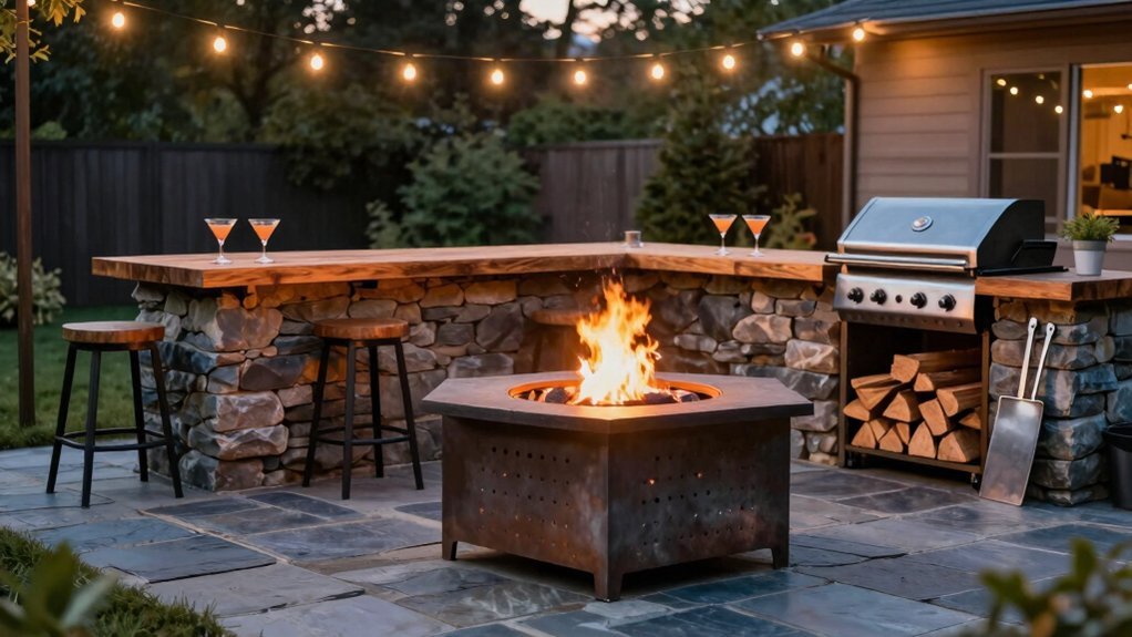 fire pit bar combo ideas