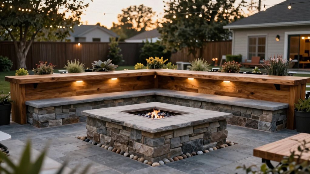 fire pit centered functional surrounding