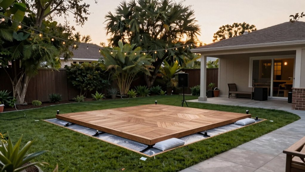 flat level wind sheltered dance floor placement