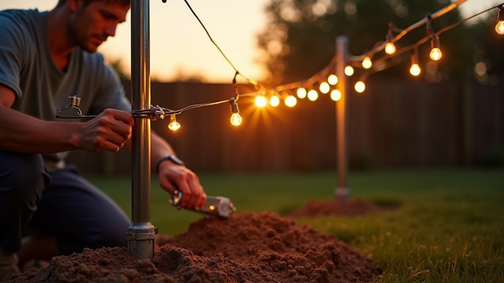 freestanding posts anchored in concrete