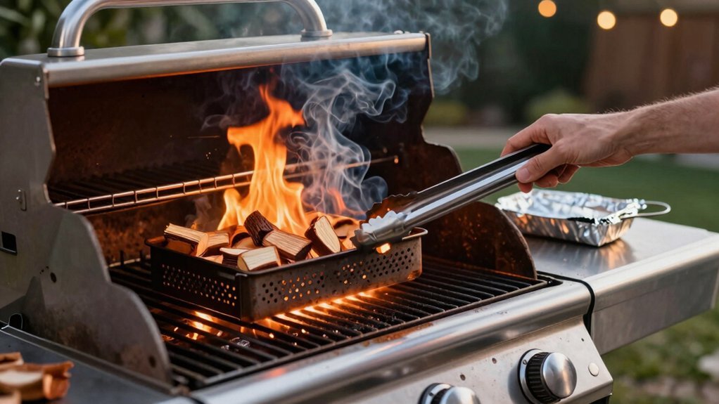 gas grill wood chip placement strategy