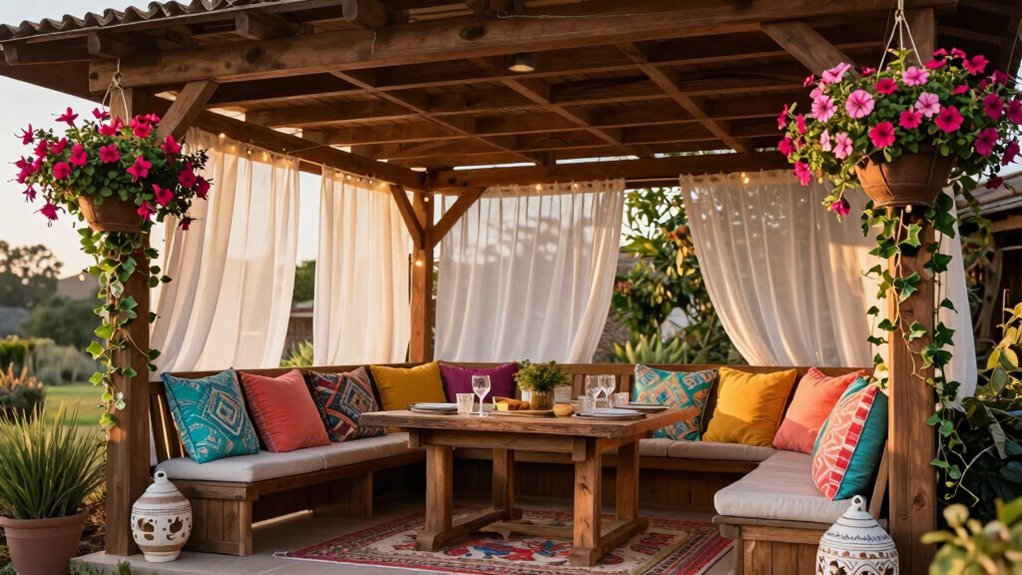 hanging greenery with cushions balance