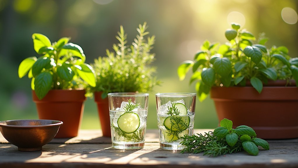 herb infused ice cubes display
