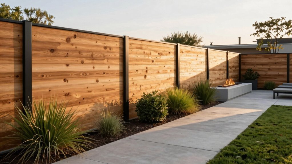 horizontal slats create expansive contemporary appeal