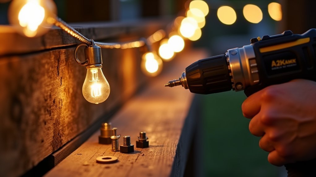 install outdoor string light hardware