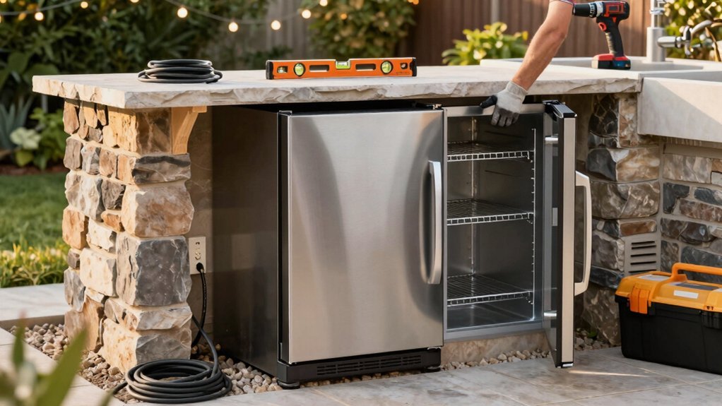 installing a backyard wine fridge