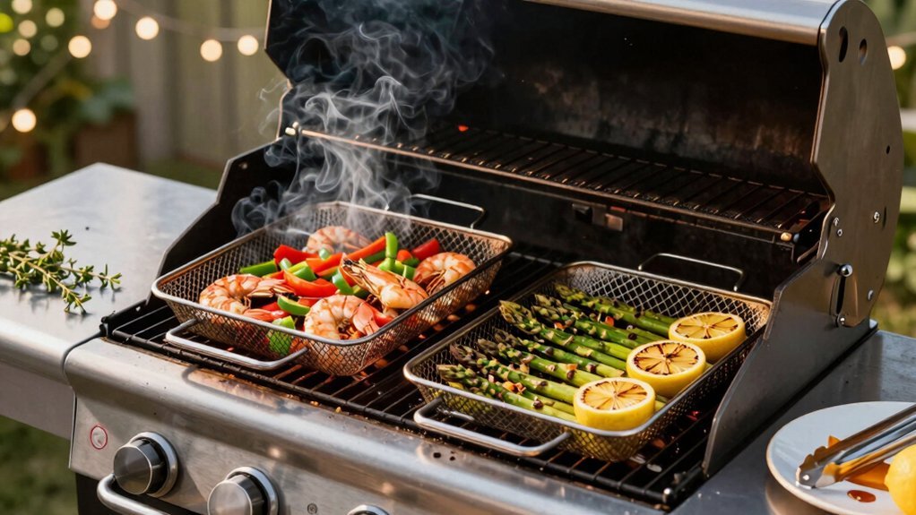 larger holes for charring finer for containment