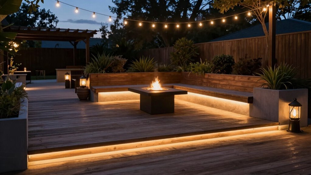 layered deck lighting for ambiance