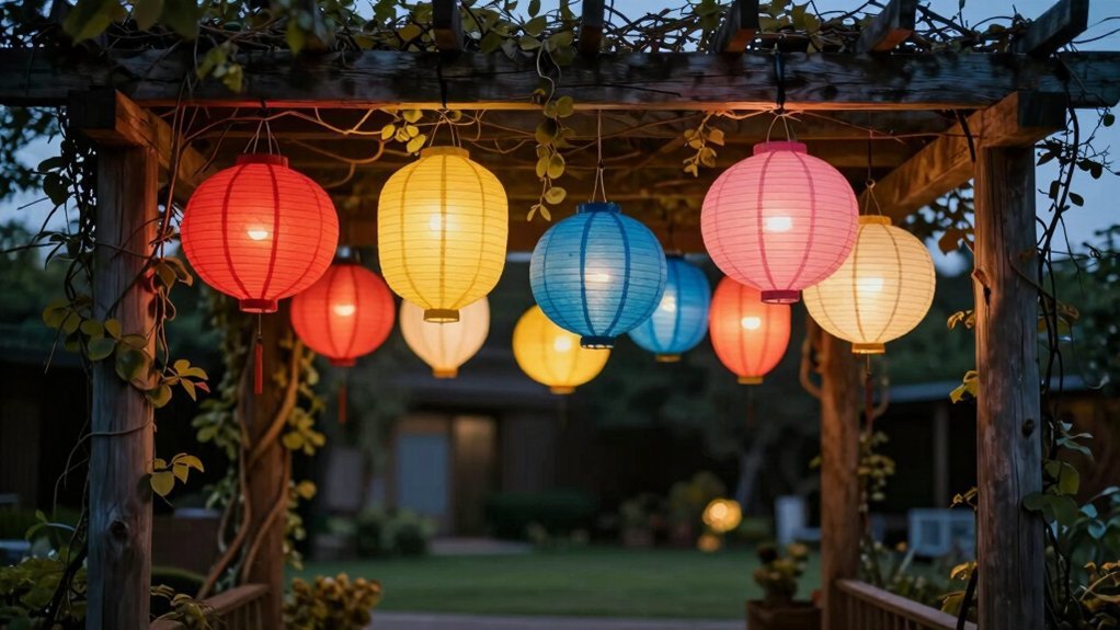 layered lanterns with colorful lighting