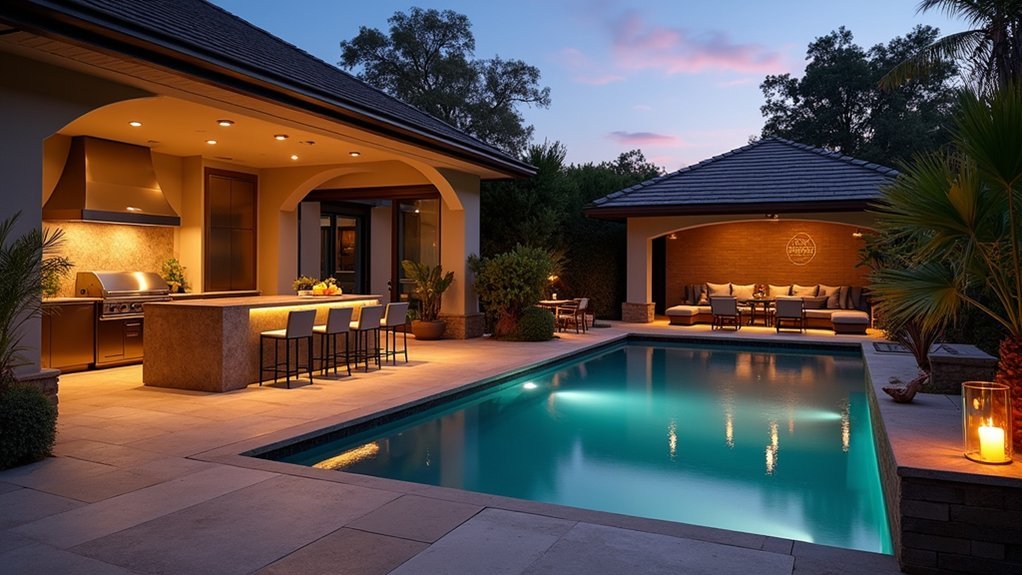 layered waterproof poolside lighting