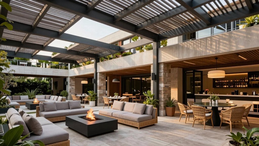 mixed shape multi level pergola complicity