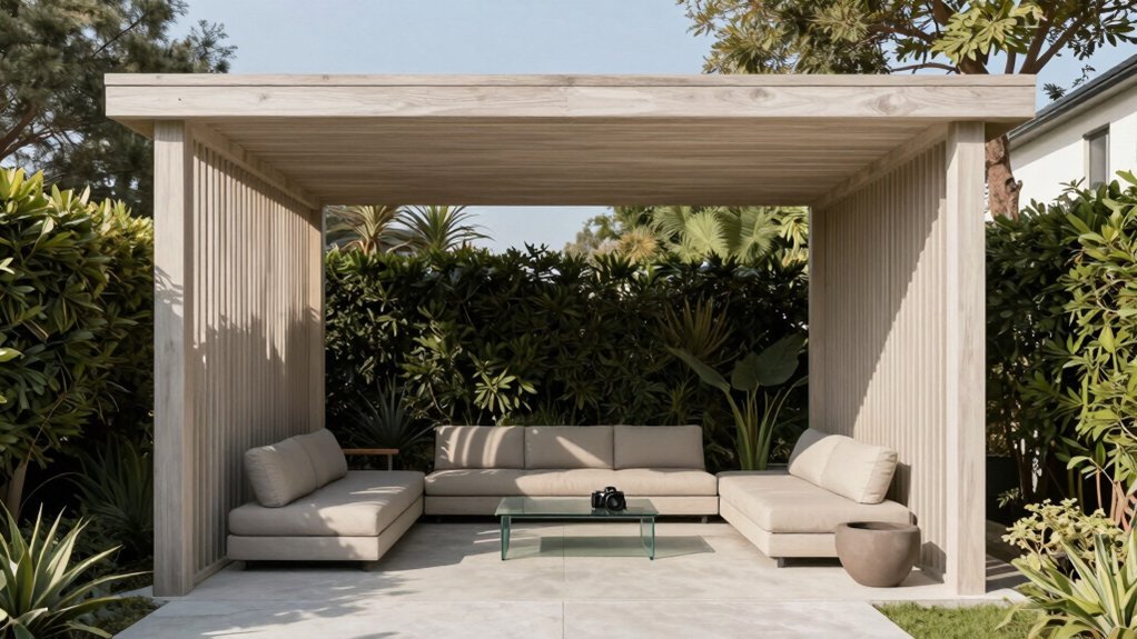 modern minimalist pergola with smart weatherproof control