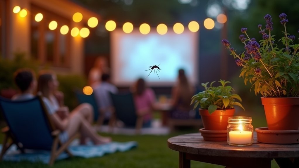 mosquito free backyard movie night