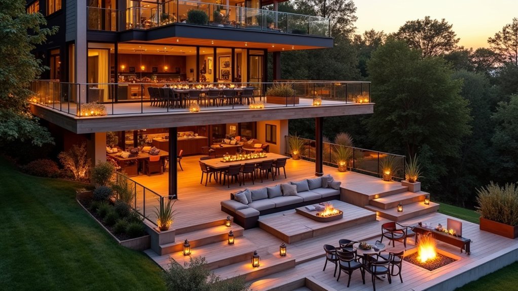 multi level deck entertaining zones