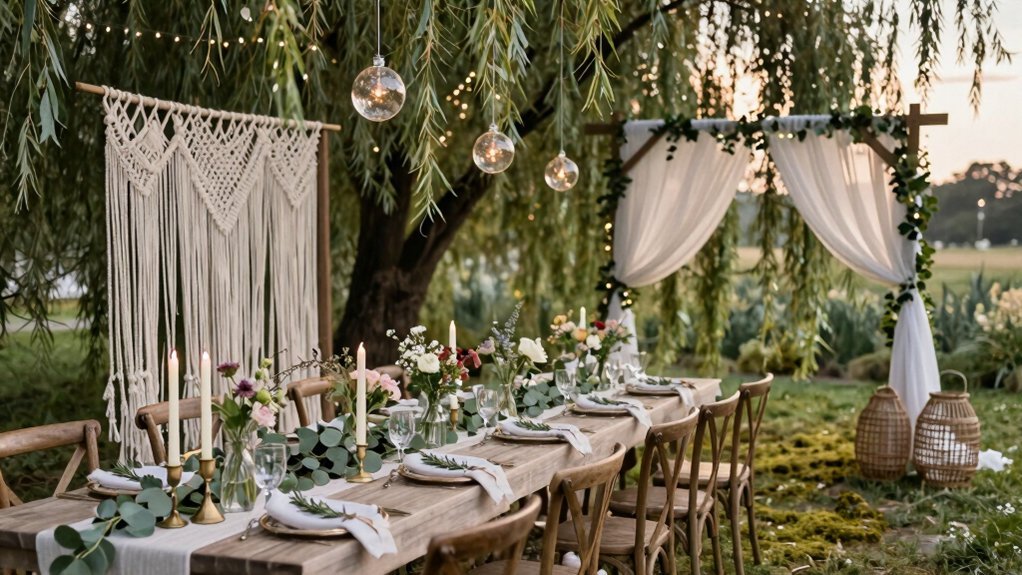 natural blue gray peach accents floral arches