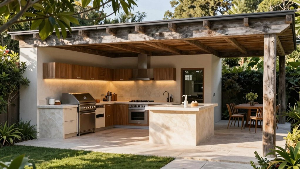 optimal pergola outdoor kitchen layout