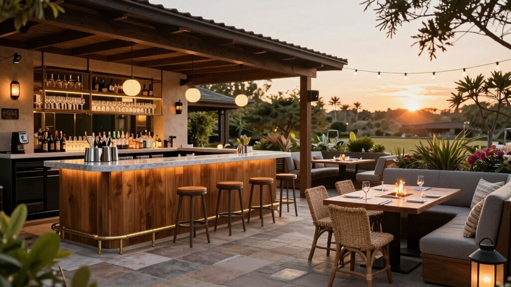 outdoor dining pavilion with bar