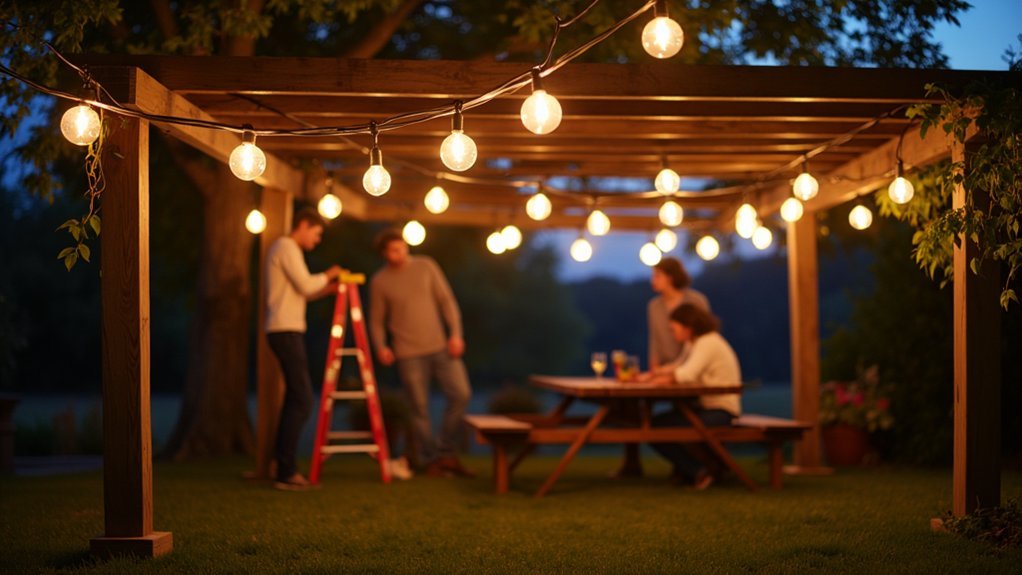 outdoor globe string lighting