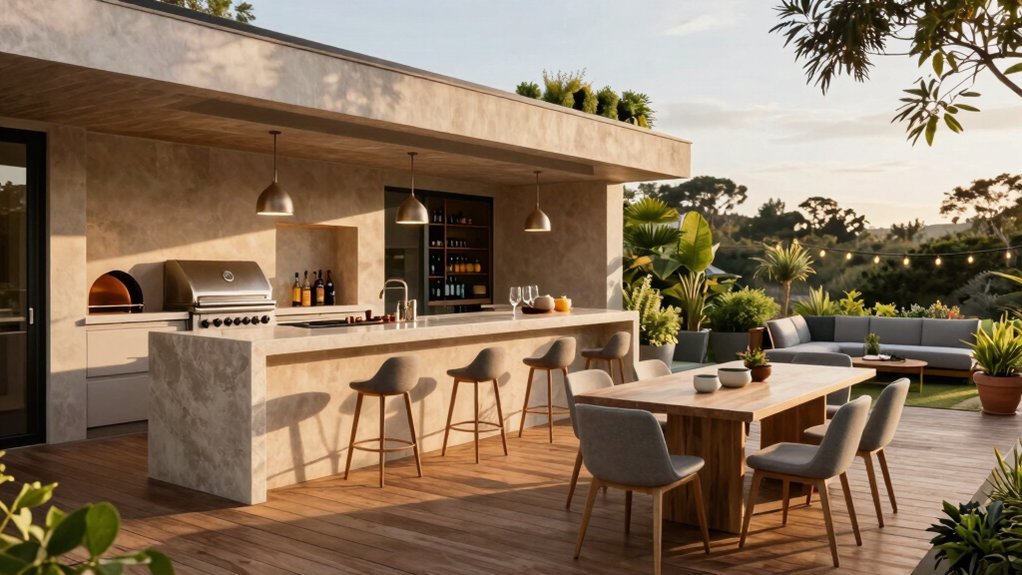 outdoor kitchen bar integrated durable functional