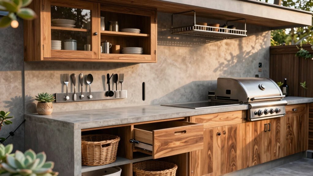 outdoor kitchen utensil storage ideas