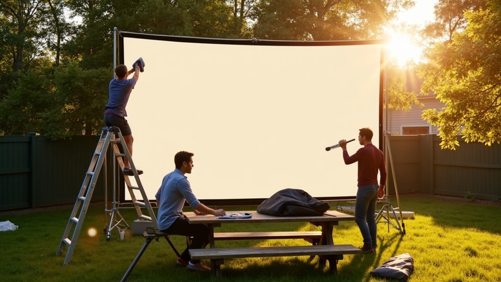 outdoor projector screen care