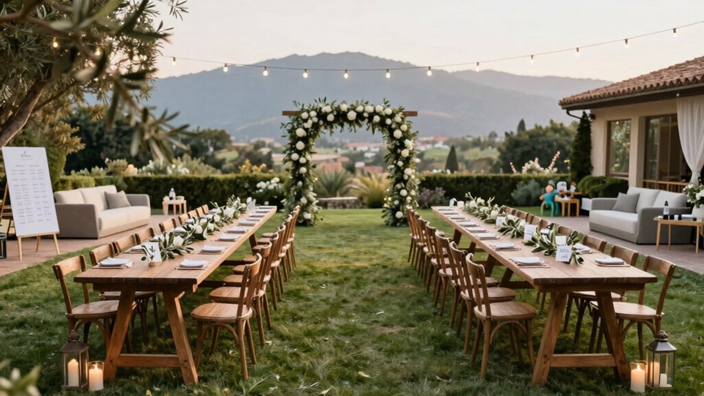 outdoor wedding guest seating arrangement
